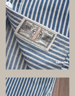 Heavyweight American Vintage Amekaji Shirt Amekaji 100% Cotton Blue White Vertical Stripe Workwear Shirt with Dual Chest Pockets