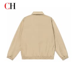 CH Mens Classic Point Collar Full Zip Subtle Chest Emblem Embroidery Elastic Hem Harrington Jacket Everyday All Match Outerwear