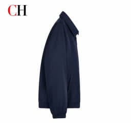 CH Mens Classic Point Collar Full Zip Subtle Chest Emblem Embroidery Elastic Hem Harrington Jacket Everyday All Match Outerwear