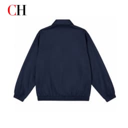 CH Mens Classic Point Collar Full Zip Subtle Chest Emblem Embroidery Elastic Hem Harrington Jacket Everyday All Match Outerwear