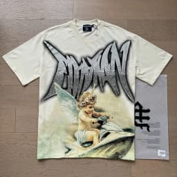 MIXED EMOTION American Retro Trend Diamond-Studded Letter Summer Street-Lounging Loose-Fitting Casual Couple T-Shirt
