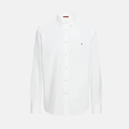 CH Logo Embroidered Solid Color Cotton Long Sleeve Shirt Men Button Down Collar Regular Fit Business Casual Daily Tops