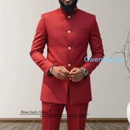 G&N 2027 Men's African Style Suit 2-Piece Set Stand Collar Peacock Blue Elegant Men's Party Jacket And Pants Customizable Size