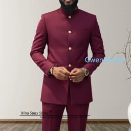 G&N 2027 Men's African Style Suit 2-Piece Set Stand Collar Peacock Blue Elegant Men's Party Jacket And Pants Customizable Size