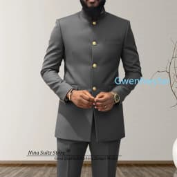 G&N 2027 Men's African Style Suit 2-Piece Set Stand Collar Peacock Blue Elegant Men's Party Jacket And Pants Customizable Size