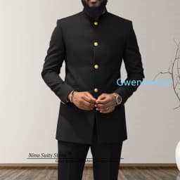 G&N 2027 Men's African Style Suit 2-Piece Set Stand Collar Peacock Blue Elegant Men's Party Jacket And Pants Customizable Size