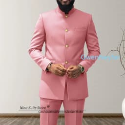 G&N 2027 Men's African Style Suit 2-Piece Set Stand Collar Peacock Blue Elegant Men's Party Jacket And Pants Customizable Size
