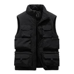 Men's New Keep Warm Fleece Work Sleeveless Jacket Slim Fit Windbreaker Fashion Many Pocket Jacket Men Winter Sleeveless Jackets