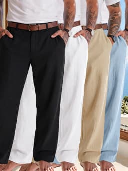 4-Pack Of Men's Summer New Linen Casual Trousers, Loose, Comfortable, Versatile For Daily Commute