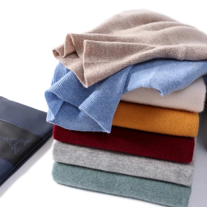Men's 100% Pure Wool High Collar Knitted Wool Sweater Winter Pullover Large Size High end Loose Leisure Versatile Base Sweater