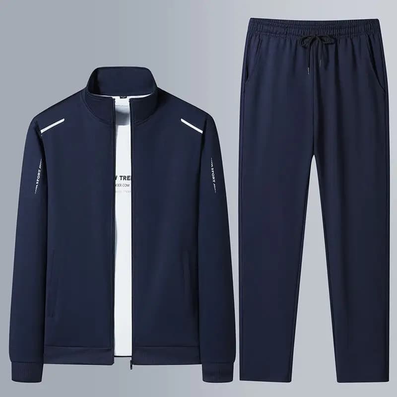 Men Stand Collar Zip Up Jacket And Drawstring Pants Set Casual Sports Tracksuit Set