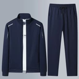 Men Stand Collar Zip Up Jacket And Drawstring Pants Set Casual Sports Tracksuit Set