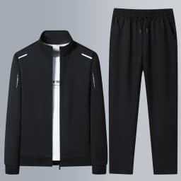 Men Stand Collar Zip Up Jacket And Drawstring Pants Set Casual Sports Tracksuit Set
