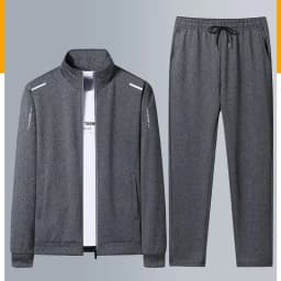Men Stand Collar Zip Up Jacket And Drawstring Pants Set Casual Sports Tracksuit Set