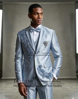 Stunning Jewelry Diamond Men Suits Appliques Customized Groom Male Prom Blazers 3 Pieces Sets Wedding Party Tuxedos ropa hombre