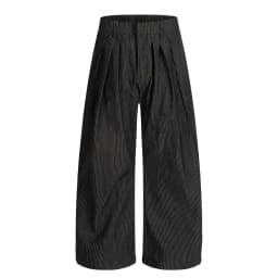 Pleated Striped Casual Pants Mens Retro Autumn Winter Baggy Wide Leg Pants Man Trousers
