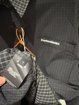 Fake Tow Pieces Protocol Index Four Sleeve Plaid Shirt Pockets Embroidery Label Men Women Casual Loose Long Sleeve Shirt Clothes