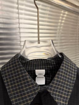 Fake Tow Pieces Protocol Index Four Sleeve Plaid Shirt Pockets Embroidery Label Men Women Casual Loose Long Sleeve Shirt Clothes