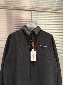 Fake Tow Pieces Protocol Index Four Sleeve Plaid Shirt Pockets Embroidery Label Men Women Casual Loose Long Sleeve Shirt Clothes