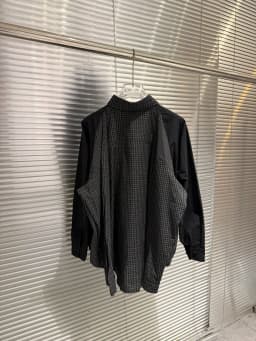 Fake Tow Pieces Protocol Index Four Sleeve Plaid Shirt Pockets Embroidery Label Men Women Casual Loose Long Sleeve Shirt Clothes