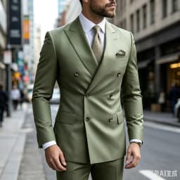 Sage Green Men's Wedding Suits Solid Color 2 Piece Daily Double Breasted Six-buttons Blazer Pants Formal Business Suit Set