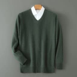 Men's 100% Pure Mink Cashmere Sweater V-Neck Pullover Sweater Knitted Sweater Autumn Winter New Long Sleeved High-end Loose Tops