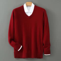 Men's 100% Pure Mink Cashmere Sweater V-Neck Pullover Sweater Knitted Sweater Autumn Winter New Long Sleeved High-end Loose Tops