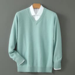 Men's 100% Pure Mink Cashmere Sweater V-Neck Pullover Sweater Knitted Sweater Autumn Winter New Long Sleeved High-end Loose Tops