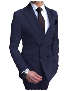 2026 New Beige Men's Suit 2 Pieces Double Breasted Notch Lapel Flat Slim Fit Casual Tuxedos For Wedding(Blazer+Pants)
