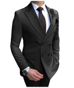 2026 New Beige Men's Suit 2 Pieces Double Breasted Notch Lapel Flat Slim Fit Casual Tuxedos For Wedding(Blazer+Pants)