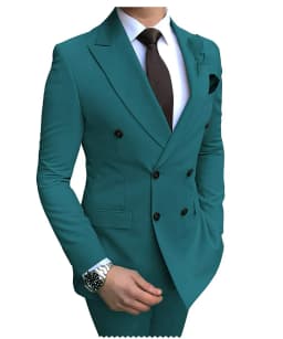2026 New Beige Men's Suit 2 Pieces Double Breasted Notch Lapel Flat Slim Fit Casual Tuxedos For Wedding(Blazer+Pants)