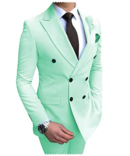 2026 New Beige Men's Suit 2 Pieces Double Breasted Notch Lapel Flat Slim Fit Casual Tuxedos For Wedding(Blazer+Pants)