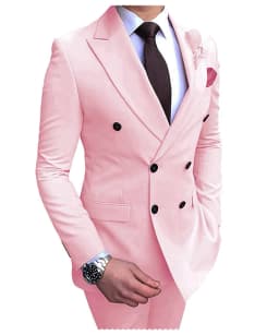 2026 New Beige Men's Suit 2 Pieces Double Breasted Notch Lapel Flat Slim Fit Casual Tuxedos For Wedding(Blazer+Pants)