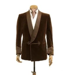 1 Pc Brown Velvet Smoking Jacket With Double Breasted Men Blazer For Wedding Groom Prom Single Coat Male Fashion Costume 2024