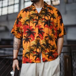 MADEN American Vintage Hawaiian Shirt Men Short Sleeve Cuban Camp Collar Tropical Floral Print Lightweight Beach Loose Vacation