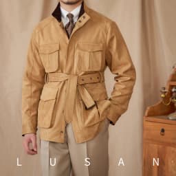 Gentry High-style Suede Hunting Jacket Belt Multi-pocket Warm Slim-fit Casual Jacket for Men
