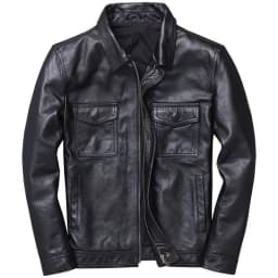 KIDWHXR Autumn Men Leather Jacket Motorcycle Retro Stand Collar Zipper Male Coat Slim Long Sleeve Windproof Man Casual Outerwear