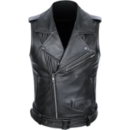 Classical Motorcycle 100% Cowhide Leather Vest Men's Oblique Zipper Genuine Leather Sleeveless Jackets Slim Motorcade Vests