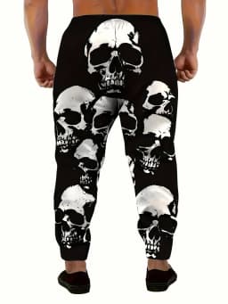 Men's 2025 Sweatpants horror skull Printed Joggers Slim Fit Pants Casual Lounge Pants with Pockets Autumn Winter Streetwear