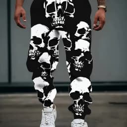 Men's 2025 Sweatpants horror skull Printed Joggers Slim Fit Pants Casual Lounge Pants with Pockets Autumn Winter Streetwear