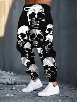 Men's 2025 Sweatpants horror skull Printed Joggers Slim Fit Pants Casual Lounge Pants with Pockets Autumn Winter Streetwear