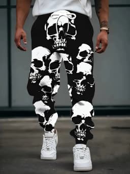 Men's 2025 Sweatpants horror skull Printed Joggers Slim Fit Pants Casual Lounge Pants with Pockets Autumn Winter Streetwear