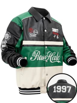 Men's PU Leather Motorcycle Jacket Vintage Varsity Coat Letterman Baseball Style Outerwear Streetwear for Outdoor Activities