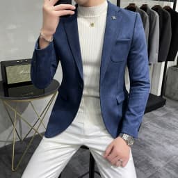 Men's Deerskin Fleece Jacket Suit Coat Blazer Men's Business Leisure Slim Fit Brand Fashion High Quality Single Button Suit Coat