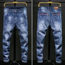 Men's Stretch Slim Fit Jeans Dark Blue Skinny Jeans for Men Casual Retro Denim Pants Korean Style Streetwear Male Brand Trousers
