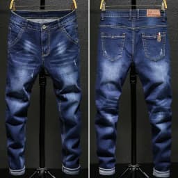 Men's Stretch Slim Fit Jeans Dark Blue Skinny Jeans for Men Casual Retro Denim Pants Korean Style Streetwear Male Brand Trousers
