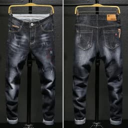 Men's Stretch Slim Fit Jeans Dark Blue Skinny Jeans for Men Casual Retro Denim Pants Korean Style Streetwear Male Brand Trousers