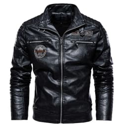 Leather Jacket Men Winter Fleece Motorcycle PU Leahter Jacket Male Stand Collar Casual Windbreaker Ropa De Hombre Coat Plus Size