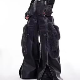 Mauroicardi Spring Autumn Cool Long Baggy Black Pu Leather Wide Leg Cargo Pants Men Luxury Mens Designer Clothes Streetwear 2025