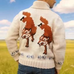 Knitting Zipper Turn-down Thermal Warm Mens Thicken Sweater Coat Fall Winter Fox Crochet Knit Cardigan Vintage Sweatercoats